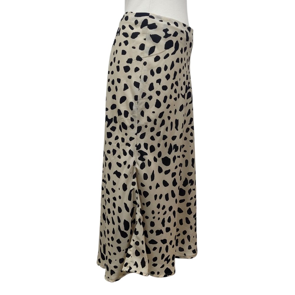 Japna Cream Black Spotted Animal Print Cheetah Midi Trumpet Skirt Size Medium - Picture 7 of 10